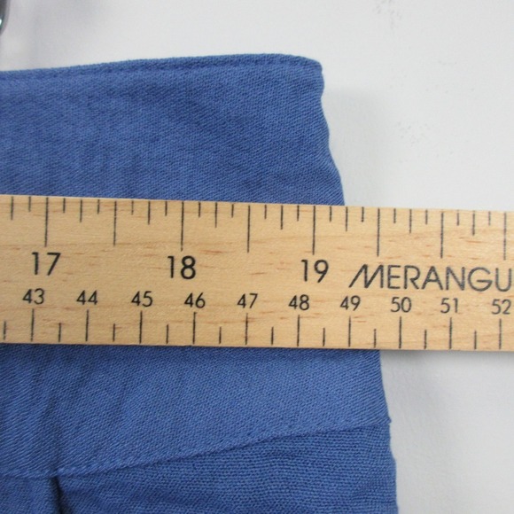 Habitat Crinkle Wide Leg Cropped Pants Women XXL Blue Pull On Lagenlook 310 - Picture 9 of 12